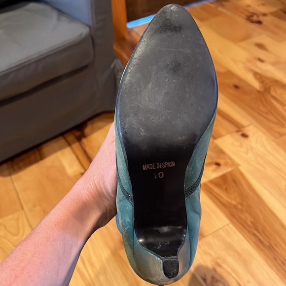 Women’s Knee-High Lace Up Kitten Heel Boots green amazing real leather - Picture 7 of 13